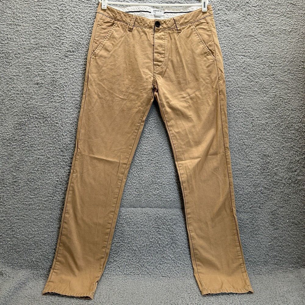 Adidas Pants Mens 33" Camel Khaki Referee‎ Chino Button Fly Zip Pocket Logo